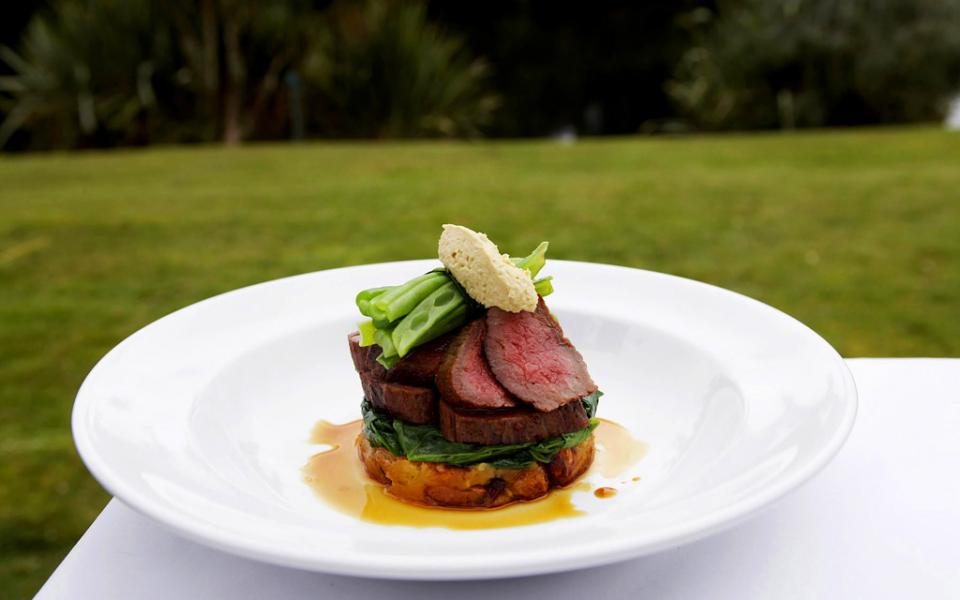 Savour the flavours of a delectable Wilderness Lodge lamb backstrap during your New Zealand West Coast adventure holiday.