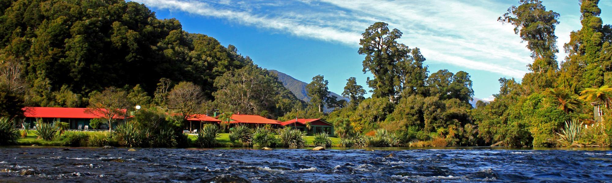 Visit Wilderness Lodge Lake Moeraki and take a day excurion to explore the Moeraki Rapids.